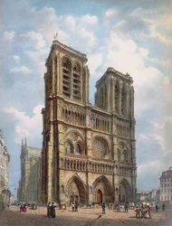 Ansicht der Westfassade der Kathedrale Notre-Dame, Paris, ca. 1840